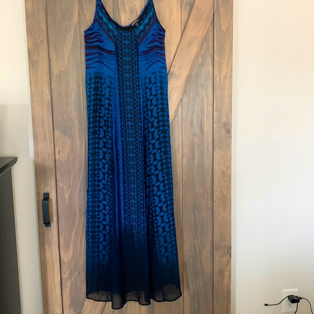 Express blue chiffon maxi dress M